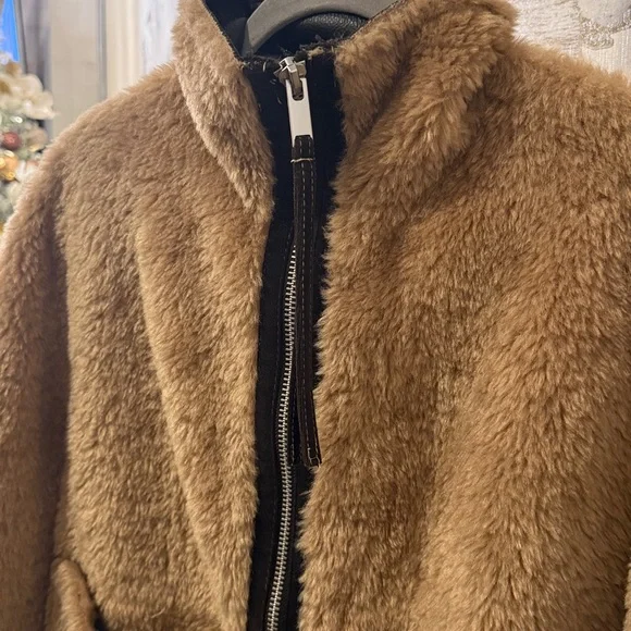 NWT Zara | ZW COLLECTION FAUX SHEARLING DOUBLE-FACED Tan Teddy Jacket for Women - Picture 14 of 17